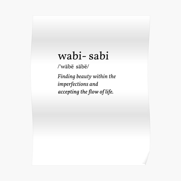 Wabi - Sabi meaning and phonetics. Minimalist design. 