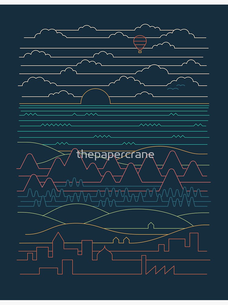 Thumbnail 3 of 3, Sticker, Linear Landscape designed and sold by thepapercrane.