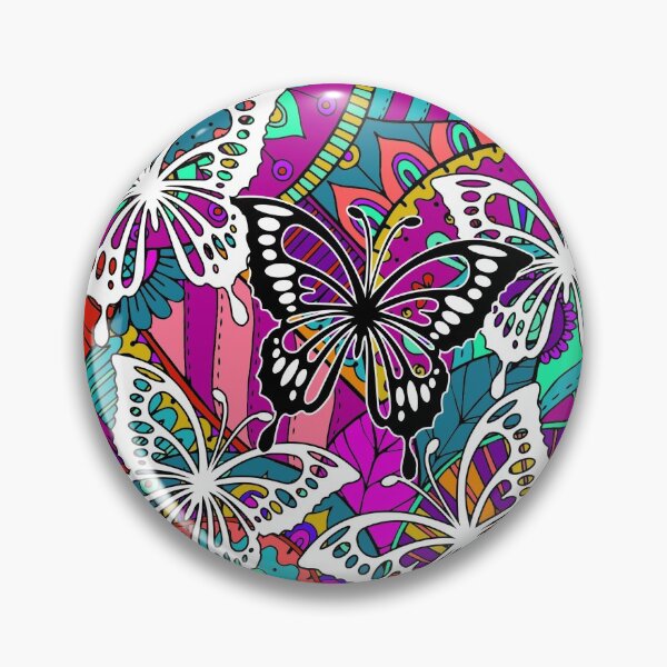 Aperçu de l'œuvre Motifs d'ornements de Paisley coloré fantaisie Papillons blancs créée et vendue par EDDArt.