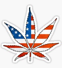 Pegatina Marijuana Leaf Bandera estadounidense