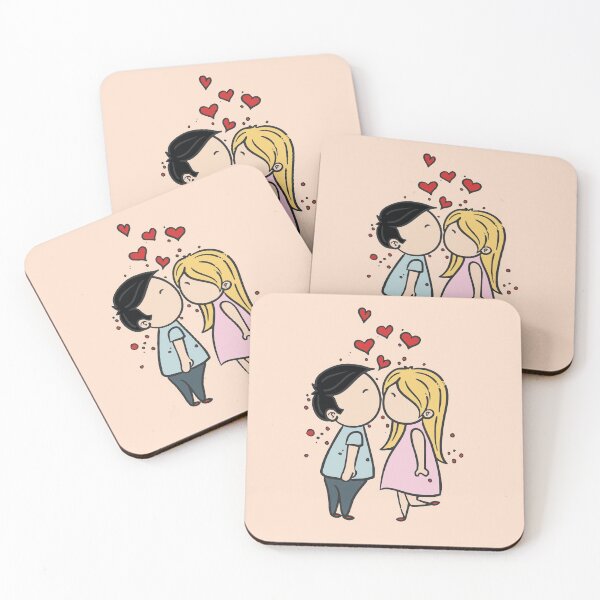 Item preview, Hand drawing cartoon of lovers couple with red hearts designed and sold by mashmosh.