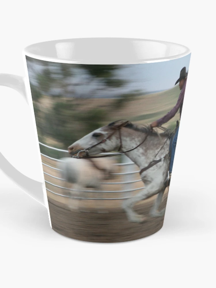 Thumbnail 3 von 4, Kaffeebecher, Team Roping Action Shot designt und verkauft von Rodeo-Photos.