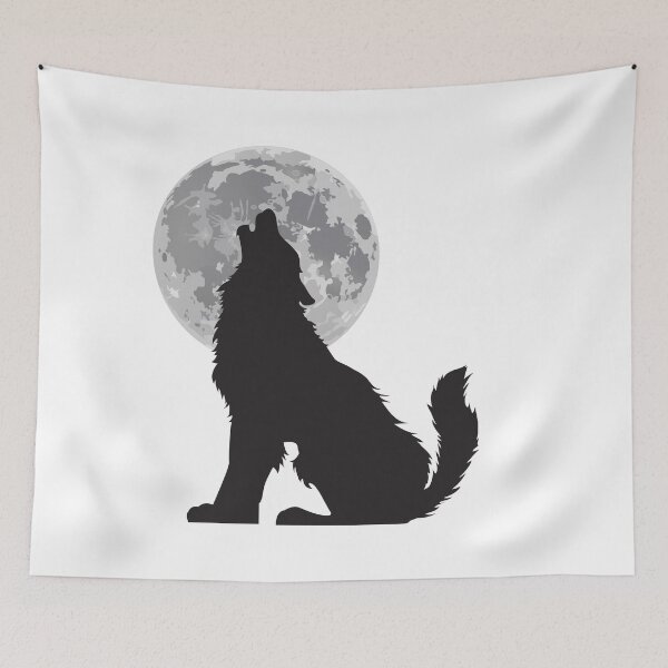 Item preview, Wolf with Moon  designed and sold by Mouhou-art.