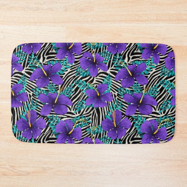 Item preview, Purple Hibiscus and Zebra Stripes Teal designed and sold by artlovepassion.