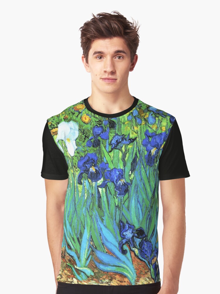 Thumbnail 1 of 5, Graphic T-Shirt, Van Gogh HDR Garden Irises designed and sold by VintageEraArt.