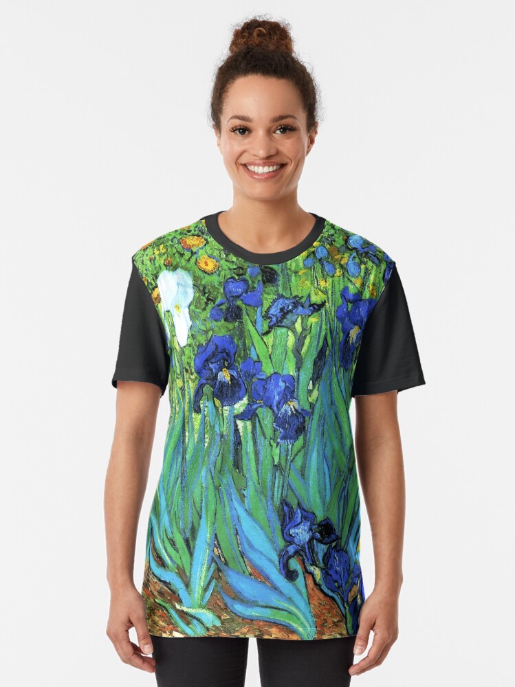 Thumbnail 2 of 5, Graphic T-Shirt, Van Gogh HDR Garden Irises designed and sold by VintageEraArt.