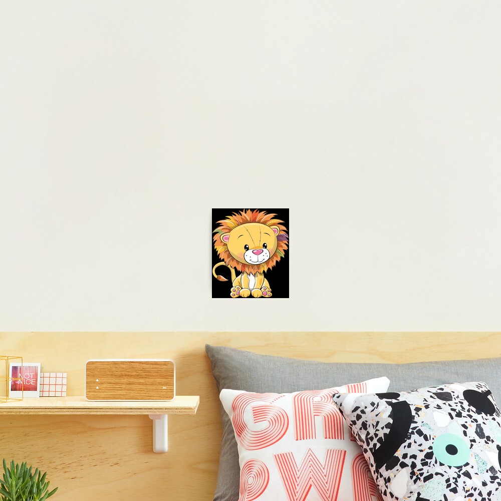 "Lion Cute Kawaii Cartoon" Photographic Print for Sale by ProjectX23