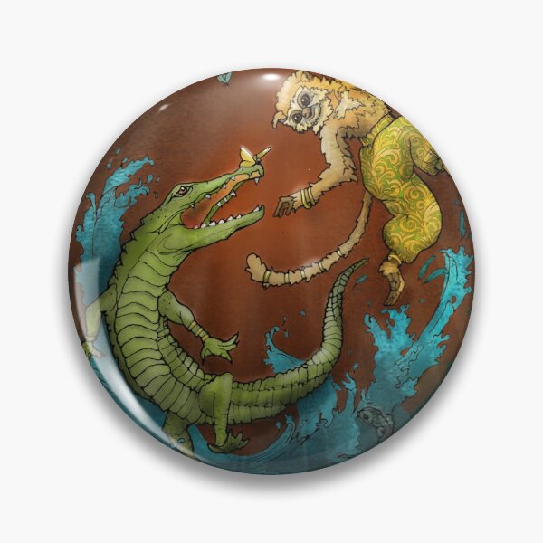 Item preview, Monkey and Caiman Jungle Illustration designed and sold by KareliKairos.