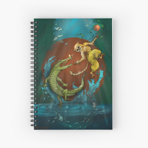 Monkey and Caiman Jungle Illustration Spiral Notebook