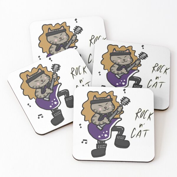 Item preview, Rocker Cat Playing Guitar Illustration designed and sold by deepakrode7.