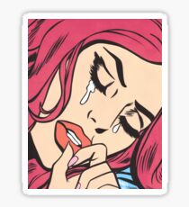 Pink Crying Comic Girl Sticker