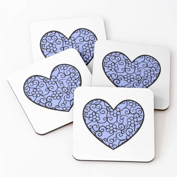 Item preview, Blue Heart with flower pattern designed and sold by muffinstandd.