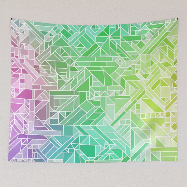 Item preview, Abstract Lime Green Red Pink Geometric Shapes Print // Colorful Multicolored Gradient Design Pattern designed and sold by AEJdesign.