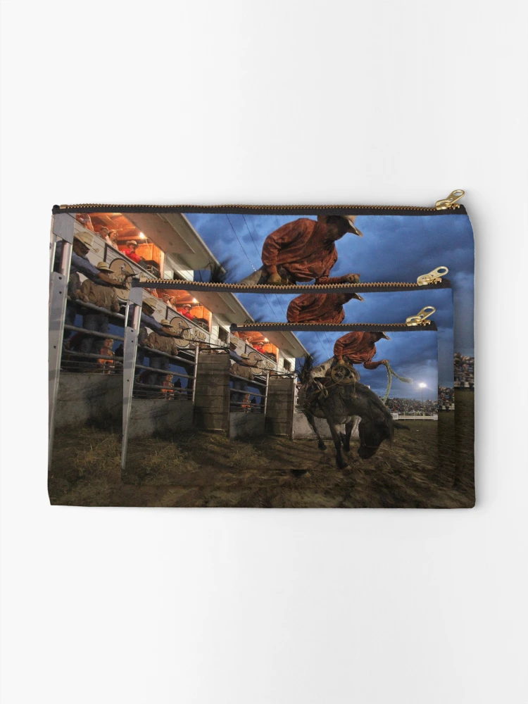 Thumbnail 2 of 4, Zipper Pouch, Bronc Rider Closeup designed and sold by Rodeo-Photos.