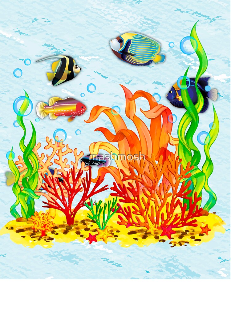 Aquatic Coral Tropical Fish Shower Curtain Bathroom Decor Fabric