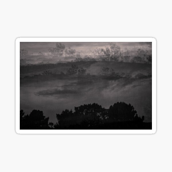 Floating Mountains in Black and White Sticker