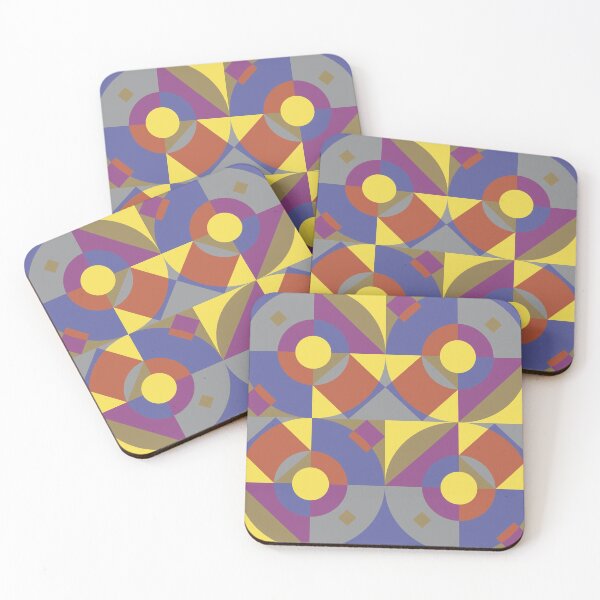 Item preview, Round and rectangular elements in abstract geometric pattern in multicolor palette variation designed and sold by acidmit.