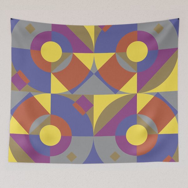 Item preview, Round and rectangular elements in abstract geometric pattern in multicolor palette variation designed and sold by acidmit.
