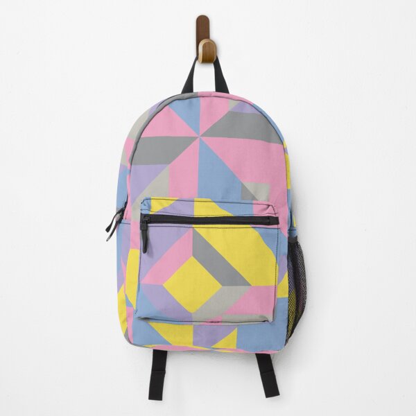 Item preview, Square and triangular elements in abstract geometric pattern in multicolor palette variation designed and sold by acidmit.