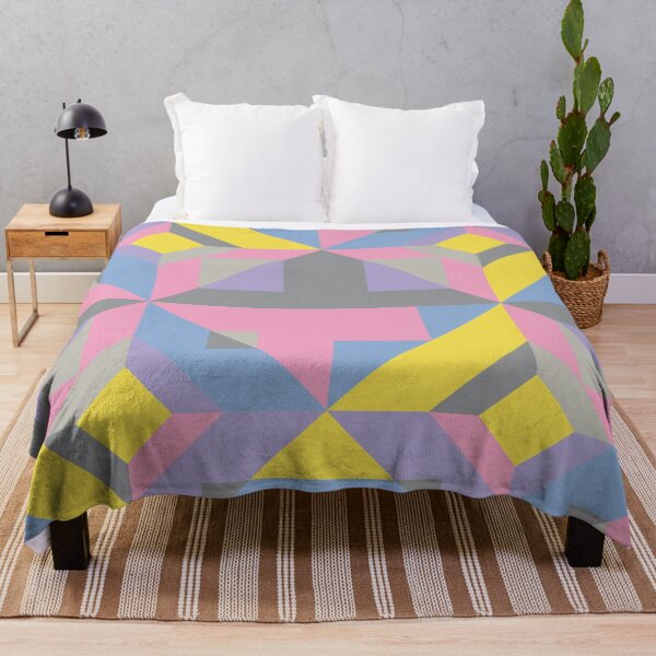 Item preview, Square and triangular elements in abstract geometric pattern in multicolor palette variation designed and sold by acidmit.