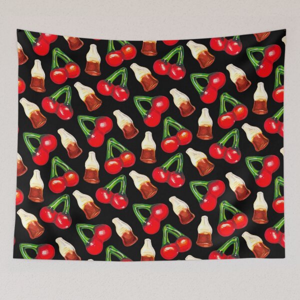 Item preview, Cherry Cola Gummy Candy Pattern - Black designed and sold by Kelly  Gilleran.