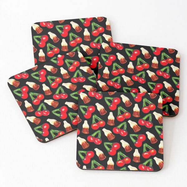 Item preview, Cherry Cola Gummy Candy Pattern - Black designed and sold by Kelly  Gilleran.