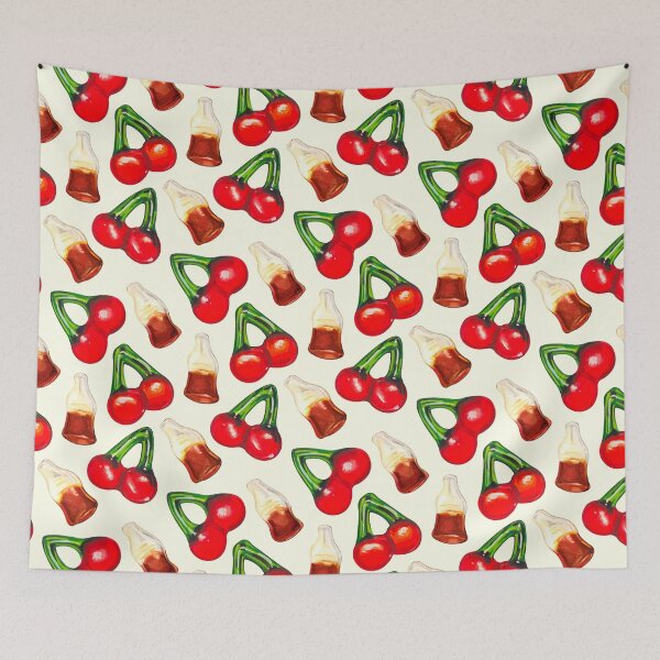 Item preview, Cherry Cola Gummy Candy Pattern - White designed and sold by Kelly  Gilleran.
