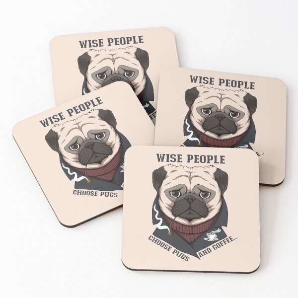 Item preview, Pugs y diseño de amantes del café "La gente sabia elige pugs y café" designed and sold by irinagingercat.
