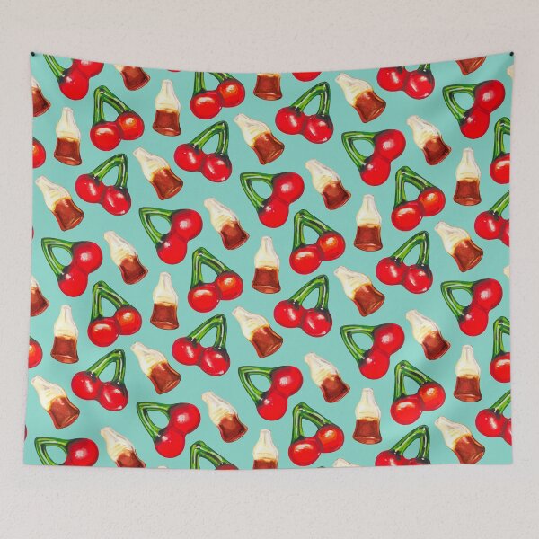 Item preview, Cherry Cola Gummy Candy Pattern - Blue designed and sold by Kelly  Gilleran.