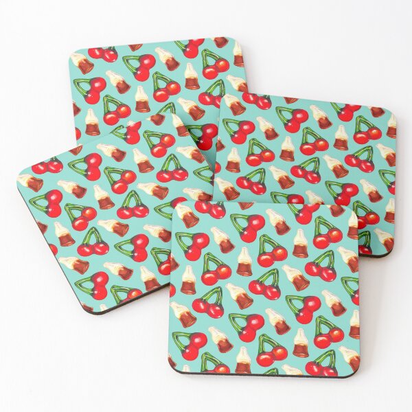 Item preview, Cherry Cola Gummy Candy Pattern - Blue designed and sold by Kelly  Gilleran.