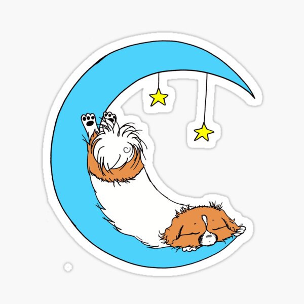 Beautiful and Cute Tibbie on the Moon Art Design Sticker