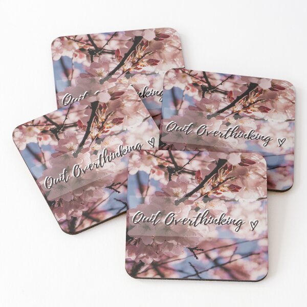 Item preview, Quit Overthinking Quote with Cherry Blossoms designed and sold by JLPhotographer.