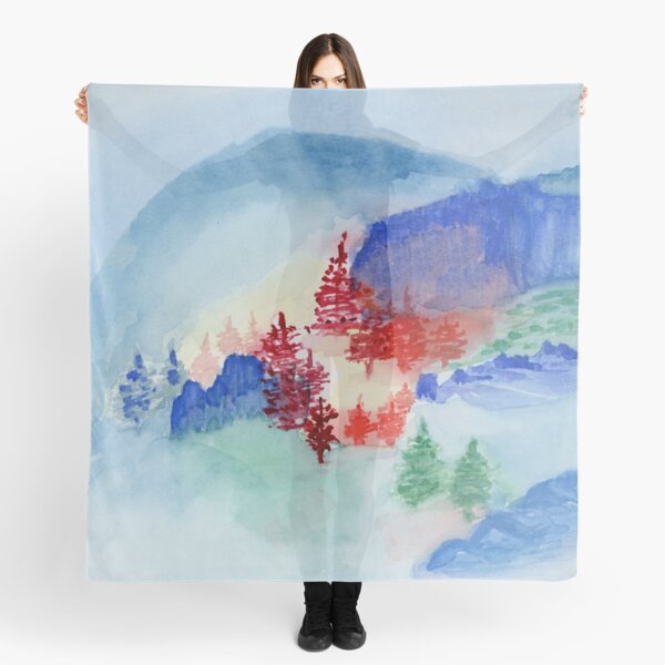 Blue Paradise Watercolor Painting  Scarf