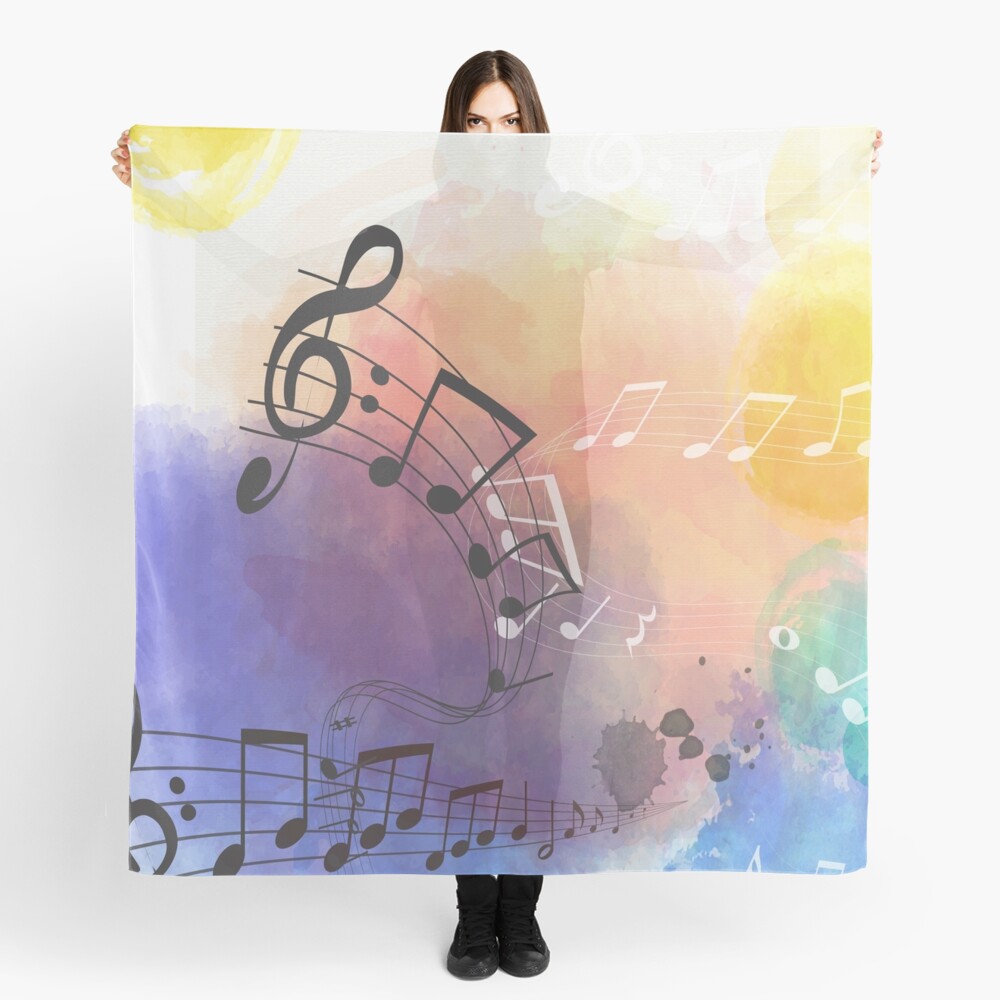 Watercolor Musical Note Symbols Scarf