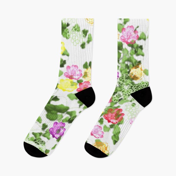 Item preview, Ivy and Multi-colored Blossoms on White designed and sold by AlteredAtelier.