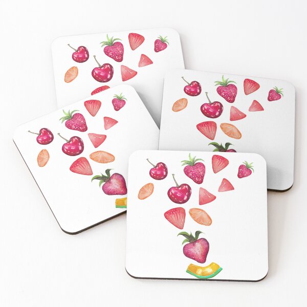 Item preview, Watercolor Fruits splash, strawberries, cherries, watermelon slices designed and sold by IngaDesign.