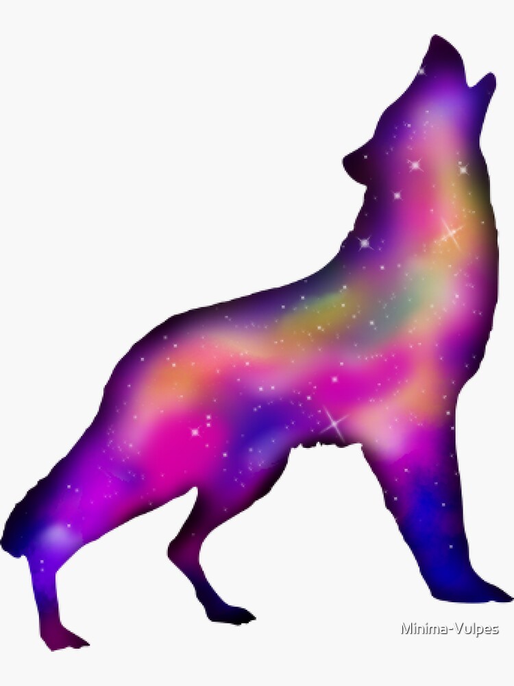 Galaxy Wolf Silhouette Sticker For Sale By Minima Vulpes Redbubble