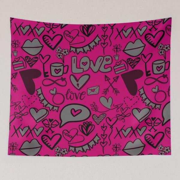 Item preview, Hot Pink & black hearts designed and sold by wildwhimsical.