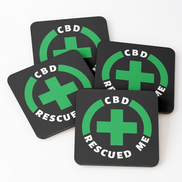 Item preview, CBD Rescued Me Saying / Green Cross Art Medicinal Hemp Oil design designed and sold by CreatedByHeidi.