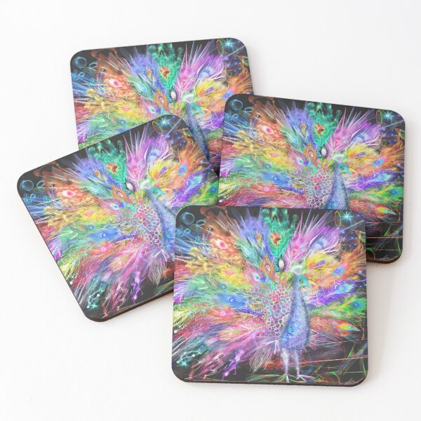 Artikelvorschau, Bunter Regenbogen Psychedelic Peacock Feather Animal Trippy entworfen und verkauft von Stephani Analah.