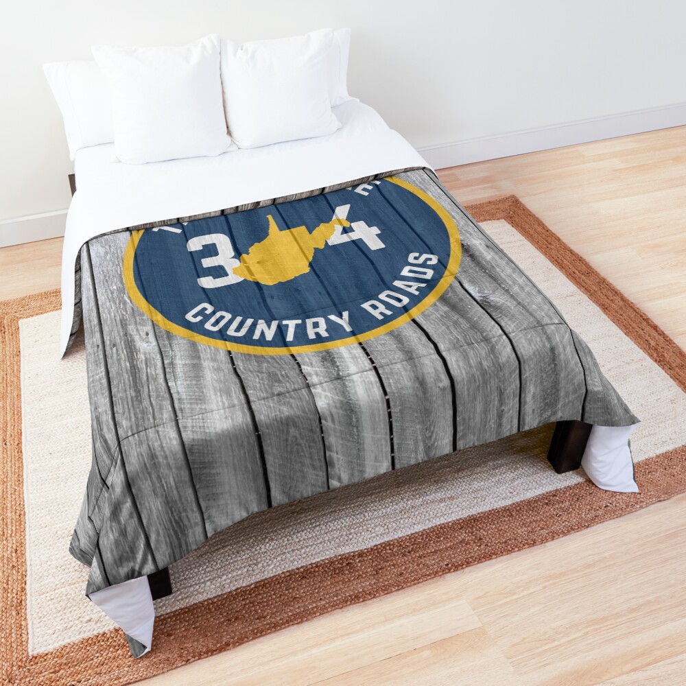 West Virginia State Map WV Take Me Home Country Roads 304 Barn Wood Comforter