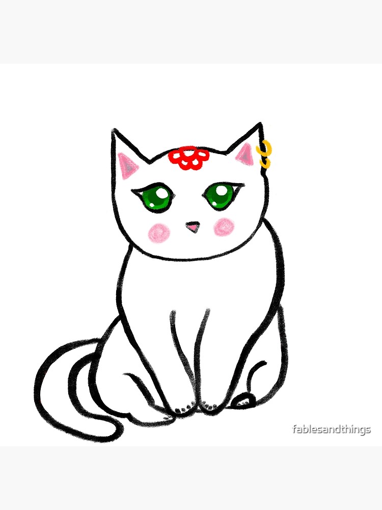 "Cute Cat with Green Eyes Design" Poster by fablesandthings Redbubble