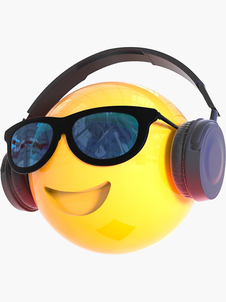 "music emoji using headphone" Sticker by lejaum Redbubble