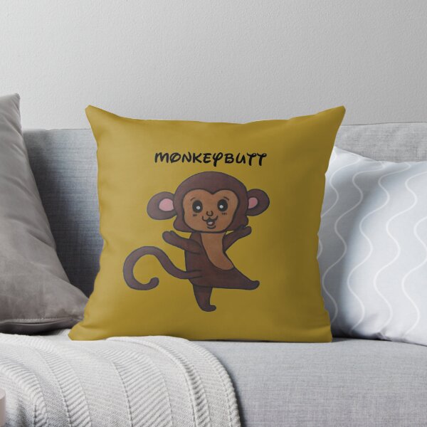 Monkey Butt Throw Pillow by Denrobcat Creations