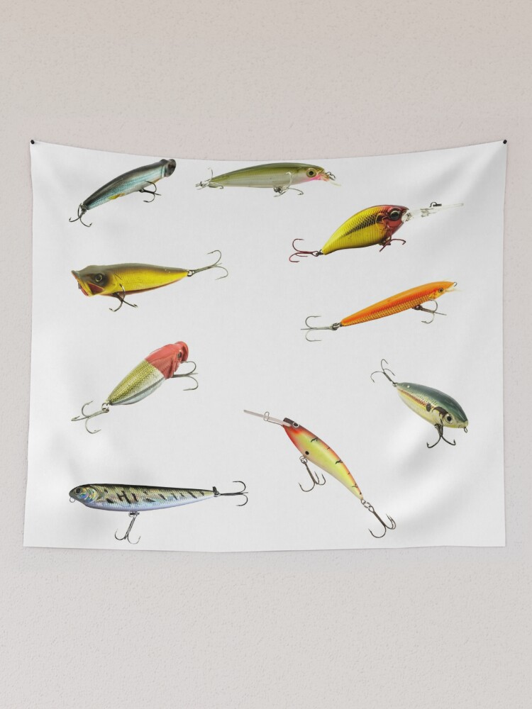 Fishing Lures Saltwater Freshwater Treble Hooks Plugs Swimmers Tackle Box  Tapestry for Sale by CBCreations73