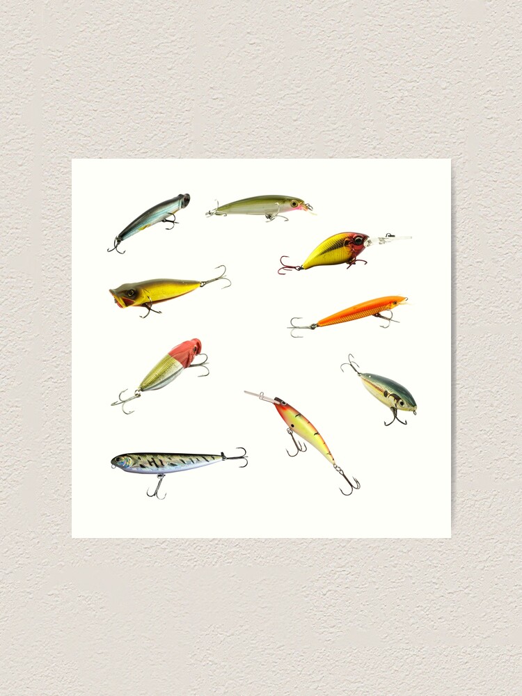 Fishing Lures Saltwater Freshwater Treble Hooks Plugs Swimmers Tackle Box  Art Print for Sale by CBCreations73