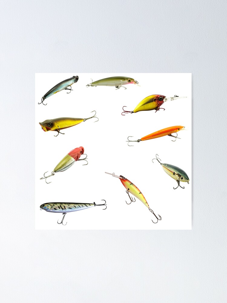 Fishing Lures Saltwater Freshwater Treble Hooks Plugs Swimmers Tackle Box |  Poster