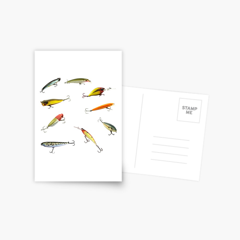 Fishing Lures Saltwater Freshwater Treble Hooks Plugs Swimmers Tackle Box  Postcard for Sale by CBCreations73
