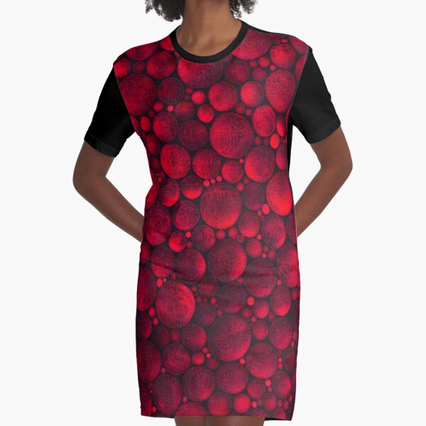 Colour blobs Red .Print and Fabric Graphic T-Shirt Dress