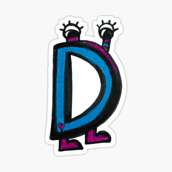 D is for Delightful: Letter D Alien Robot Sticker